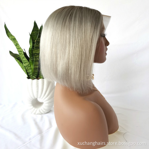Virgin Brazilian Colored Wigs Human Hair Lace Front Straight Ombre 1B/Gray Human Hair Frontal Wigs For Sale